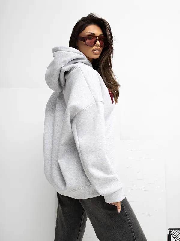 Bluza oversize z wypukłym napisem Paris