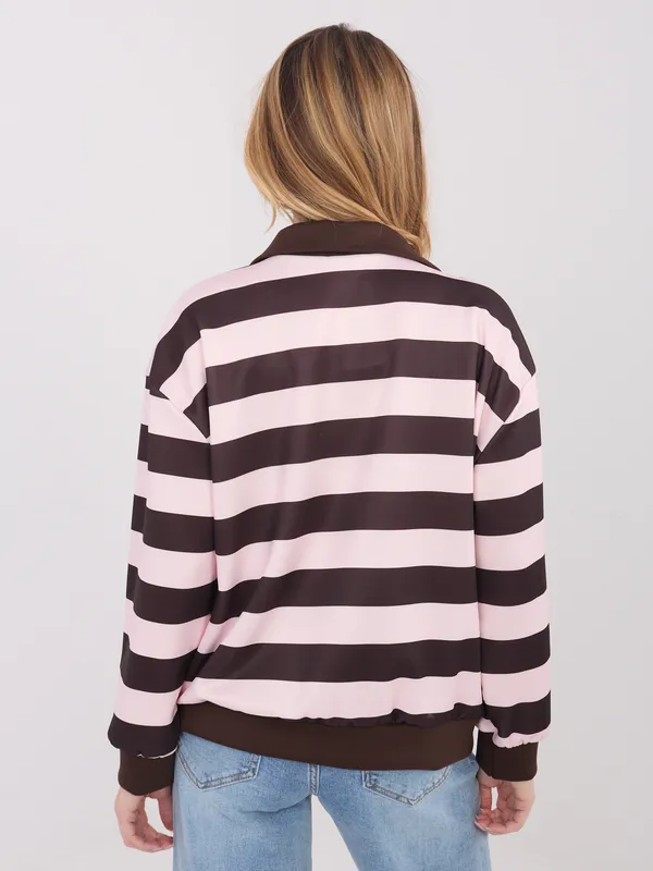Bluza oversize w paski z kołnierzem zapinana na suwak