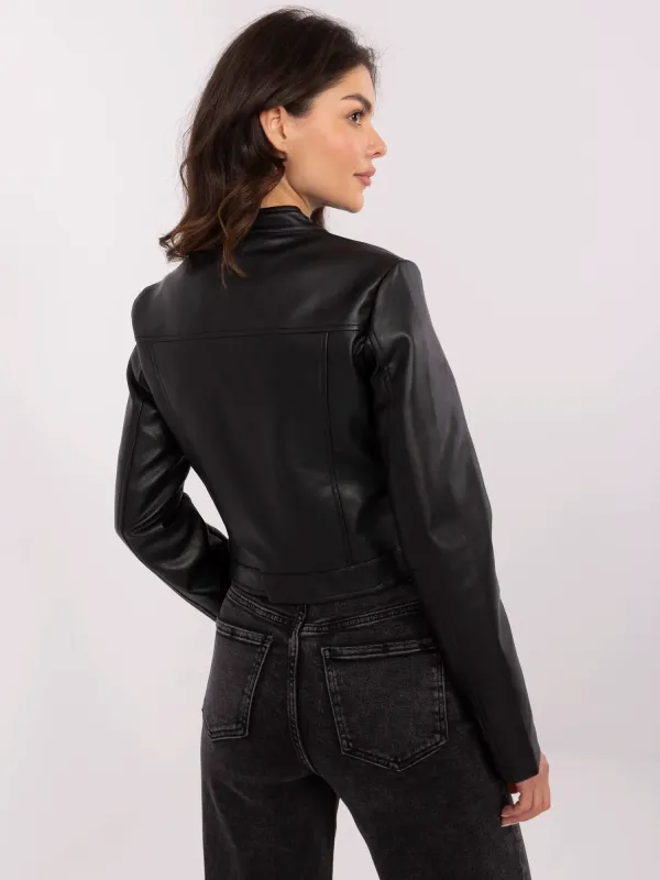 Dopasowana kurtka ramoneska o krótkim kroju - widok 2