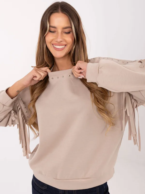 Bluza oversize z frędzlami i ozdobnymi nitami - widok 2
