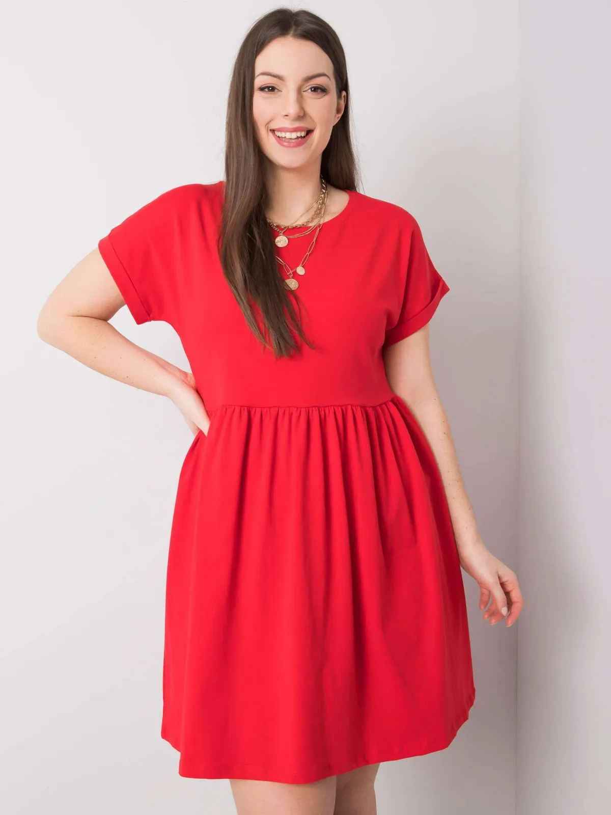 Czarna sukienka plus size z bawełny - zdjęcie 4