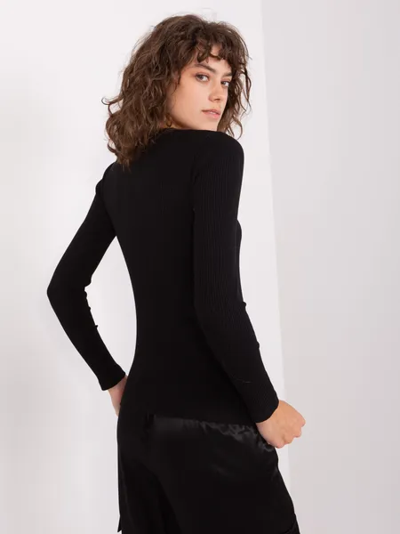 Czarna bluzka basic longsleeve w prążki