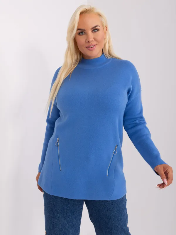 Czarny damski sweter plus size z wiskozą - widok 2