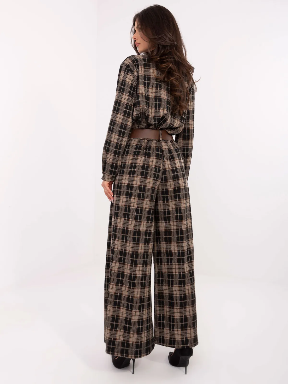 Szerokie spodnie palazzo z wysokim stanem - zdjęcie 1