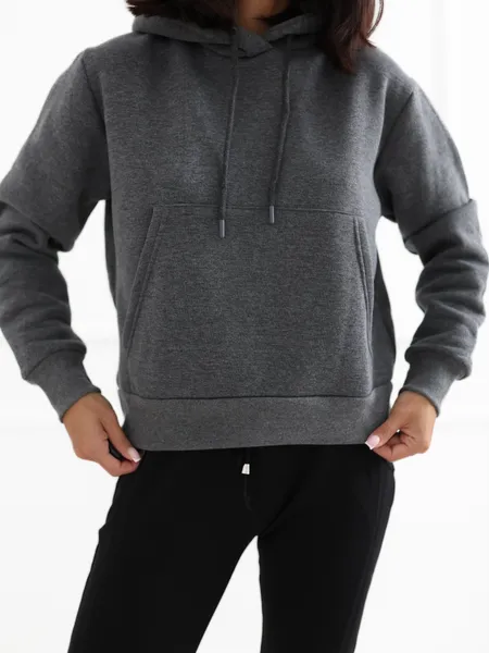 Ciemnoszara dresowa bluza basic kangurka RUE PARIS