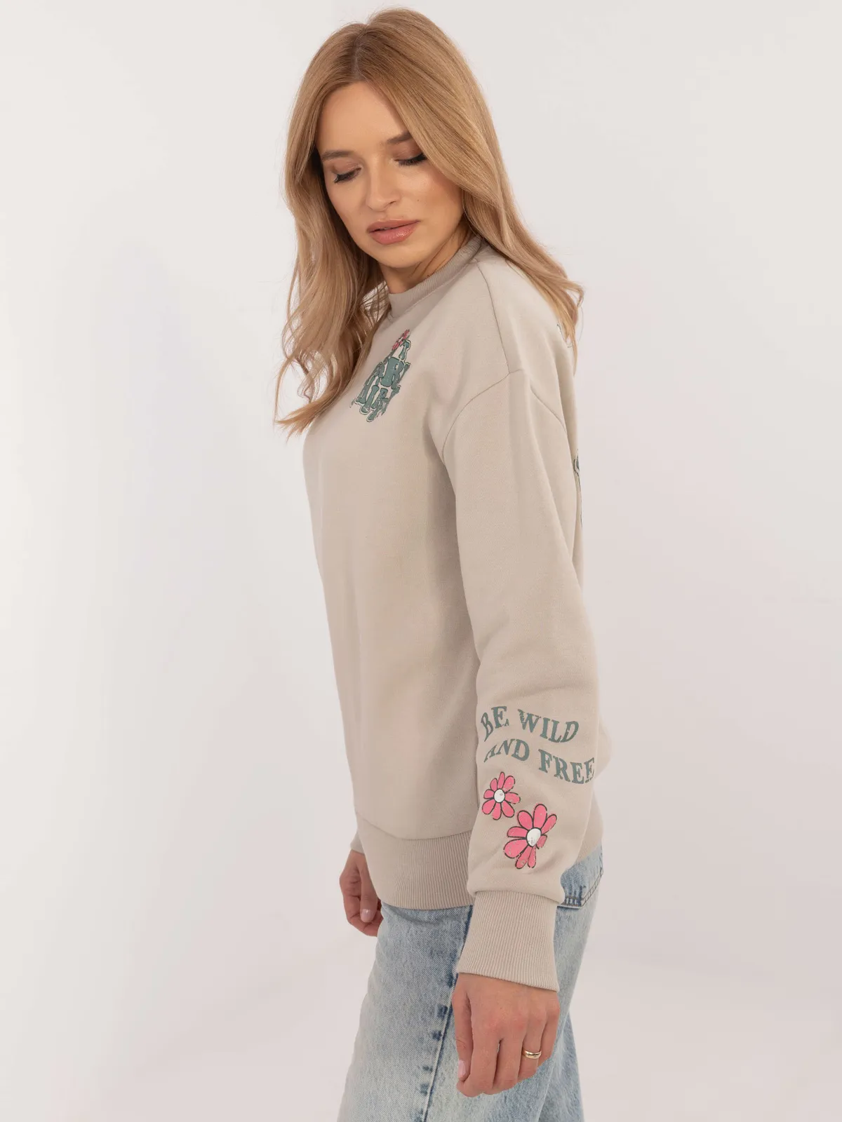 Oversize'owa bluza casualowa z kwiatowym nadrukiem - zdjęcie 2
