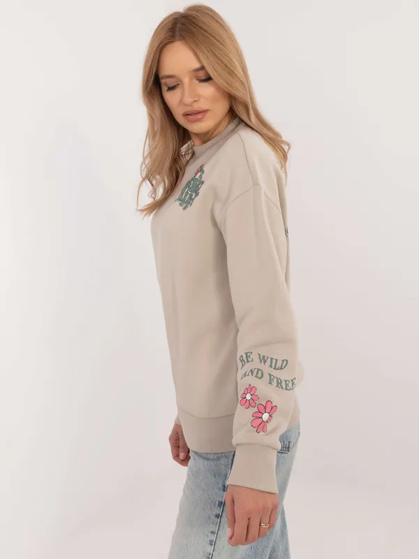 Oversize'owa bluza casualowa z kwiatowym nadrukiem - widok 2