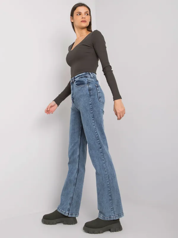 Spodnie jeansowe o kroju wide leg z wysokim stanem - widok 2