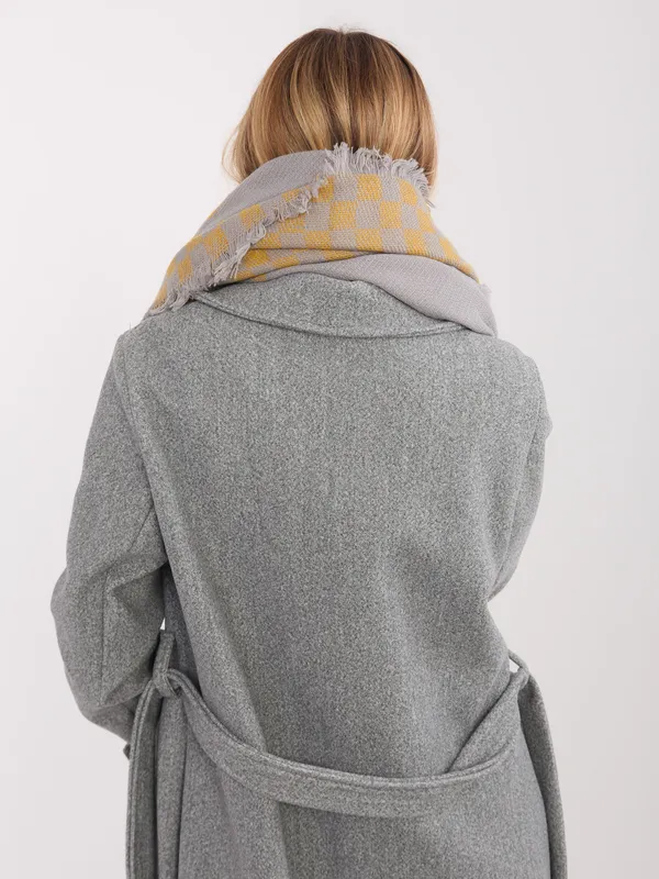 Duży szal oversize w geometryczną szachownicę - widok 2