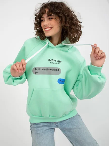 Jasnoróżowa dresowa bluza z nadrukiem oversize