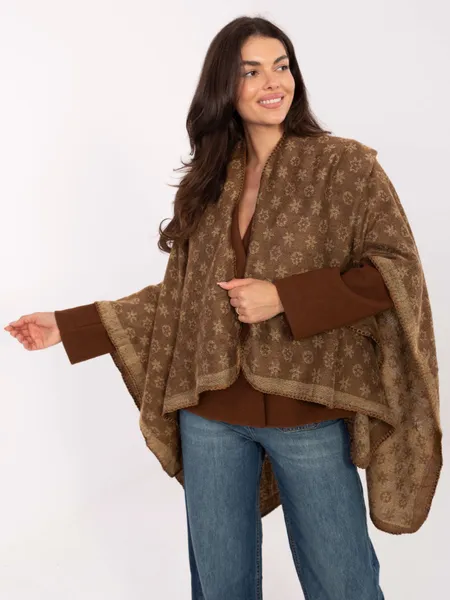 Oversize'owe ponczo z geometrycznym wzorem w stylu boho