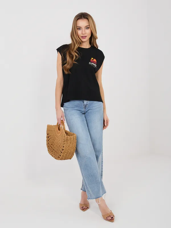 Casualowy bezrękawnik z wakacyjnym nadrukiem na plecach