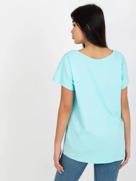 Jasnomiętowy klasyczny t-shirt basic z bawełny Emory