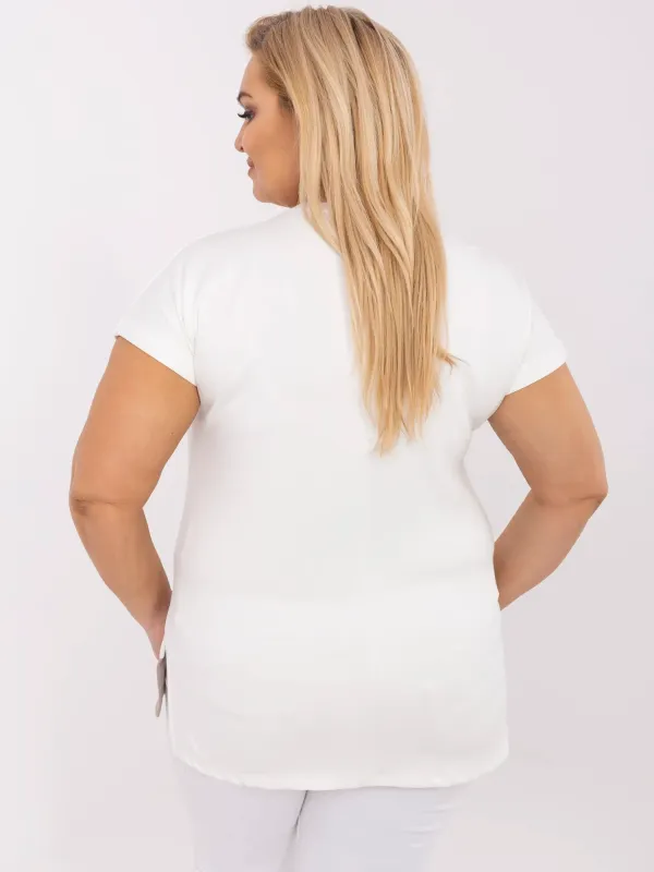 Casualowa bluzka z podwiniętymi rękawami i przeszyciem - widok 2