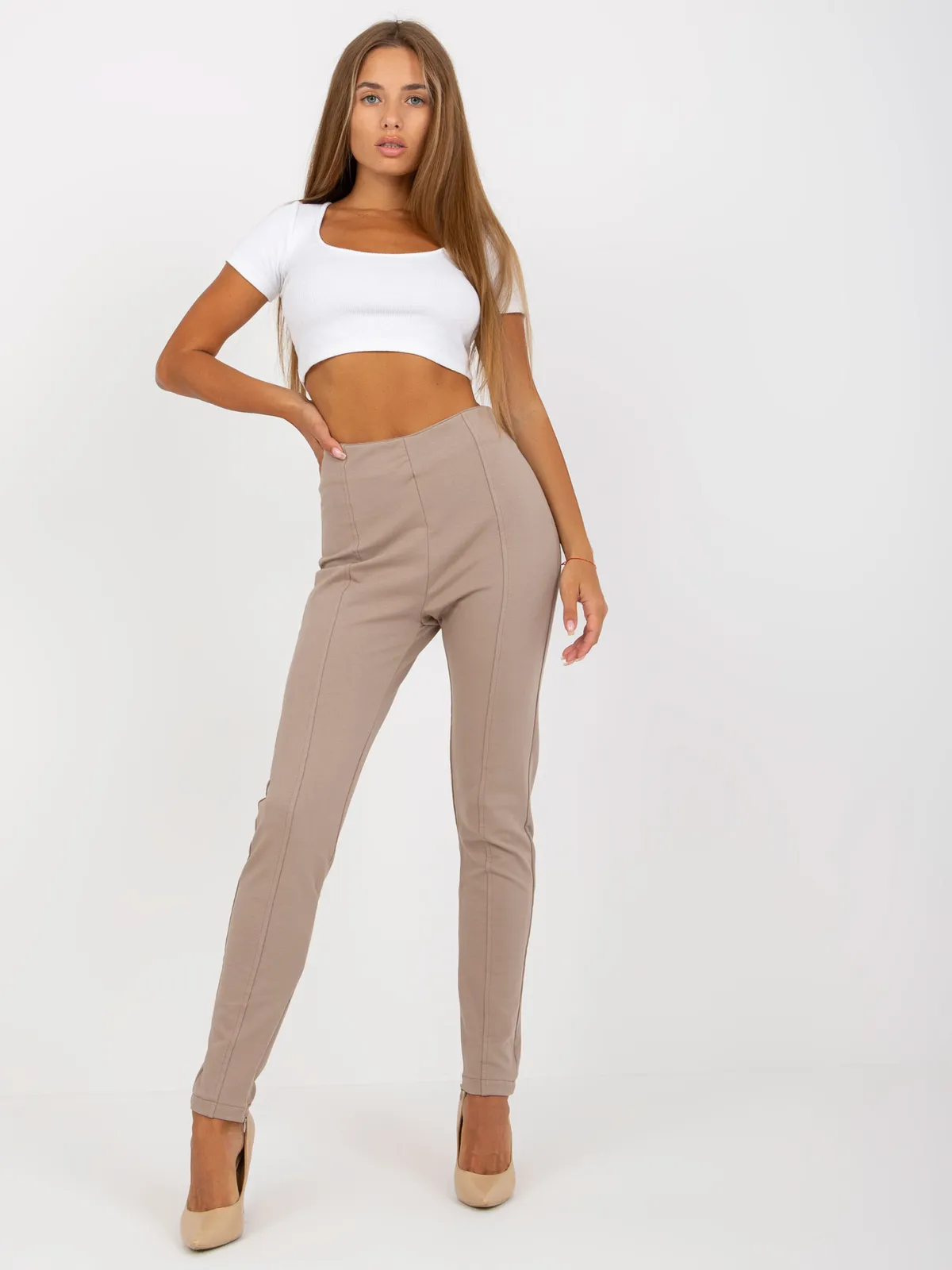 Czarne legginsy basic z suwakami RUE PARIS - zdjęcie 1