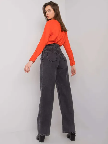 Czarne szerokie jeansy high waist