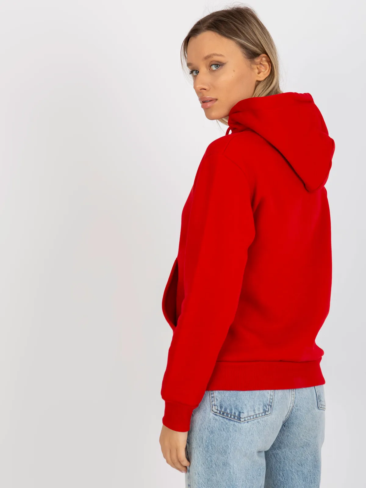 Ciemnoszara dresowa bluza basic kangurka RUE PARIS - zdjęcie 5