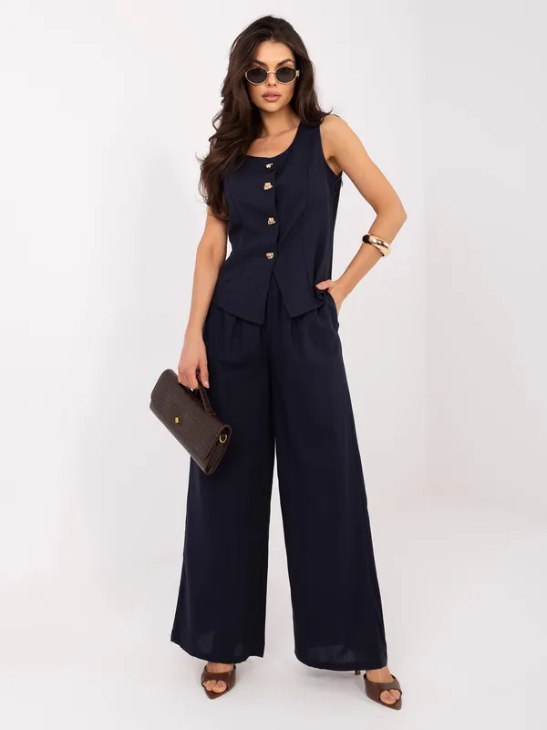 Dwuczęściowy komplet: taliowana kamizelka z guzikami i spodnie