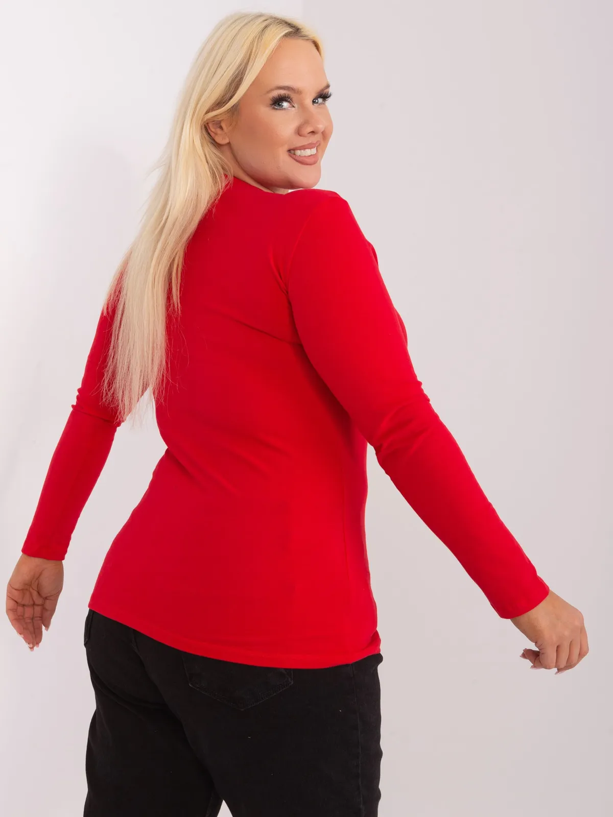 Casualowa bluzka z długim rękawem i okrągłym dekoltem - zdjęcie 1