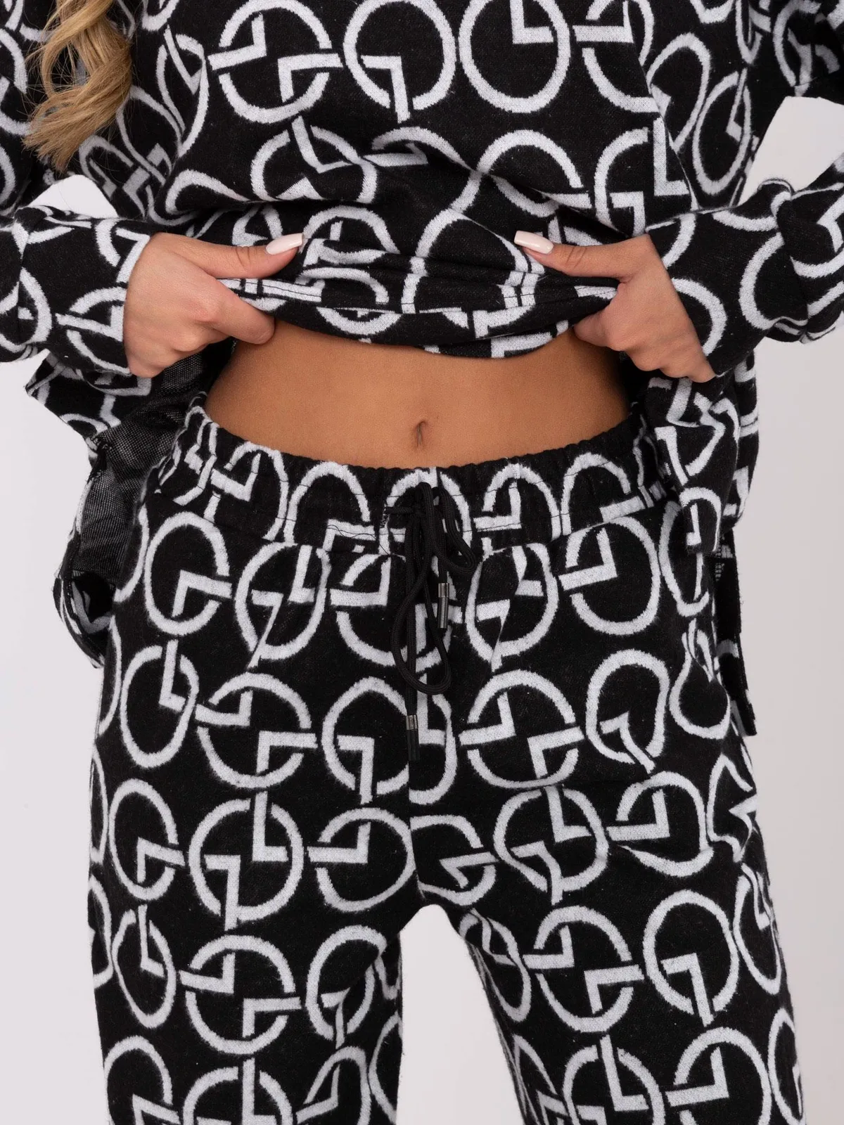 Komplet z rozpinaną bluzą i szerokimi spodniami - zdjęcie 1