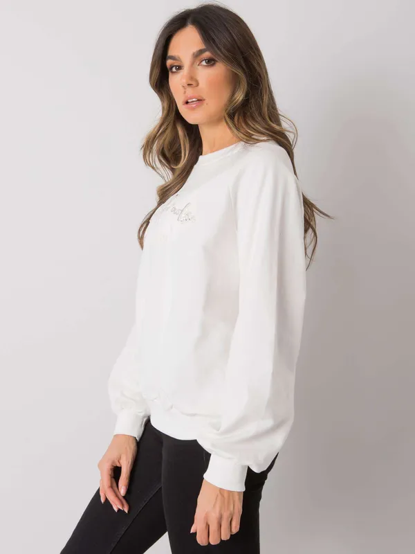 Bluza oversize z ozdobnym napisem i ściągaczami