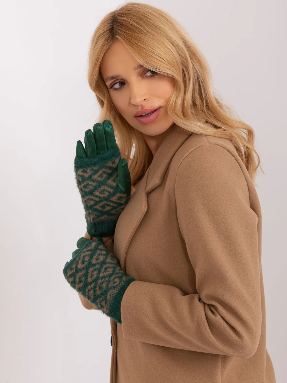 Wzorzyste rękawiczki o klasycznym kroju - zdjęcie 1