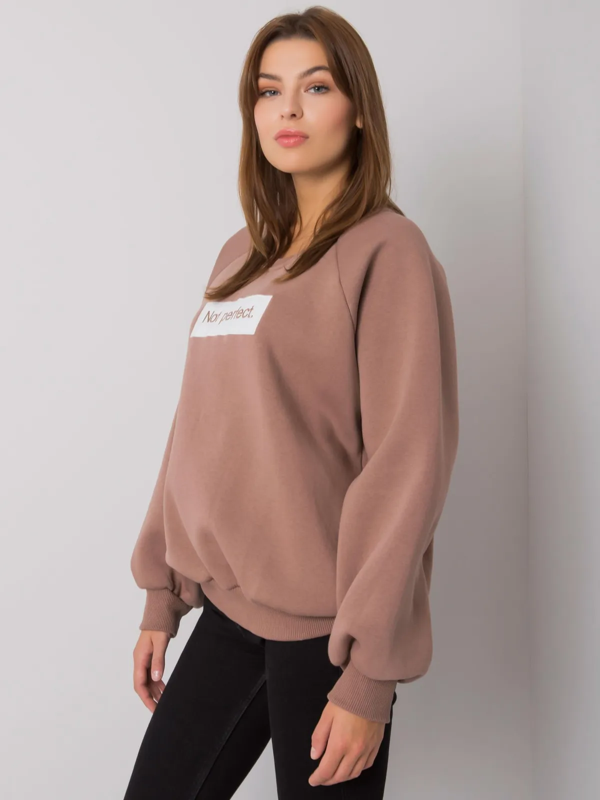 Szara bawełniana bluza bez kaptura - zdjęcie 2