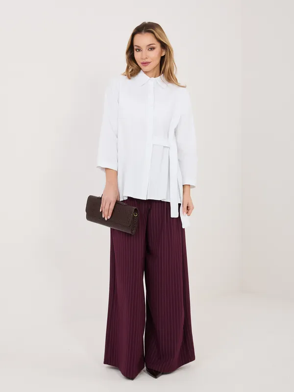 Koszula z wiązaniem w pasie o kroju oversize - widok 2