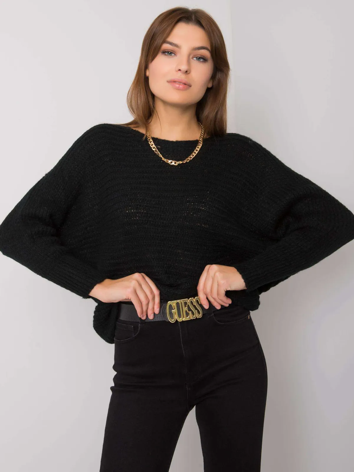 OCH BELLA Szary dzianinowy sweter - zdjęcie 3