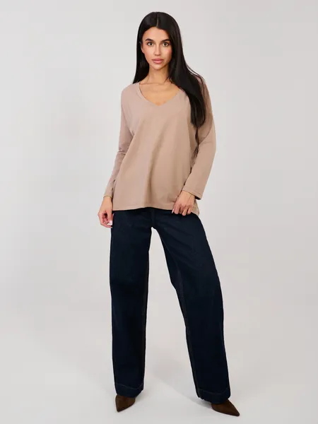 Casualowa bluzka z dekoltem w serek oversize