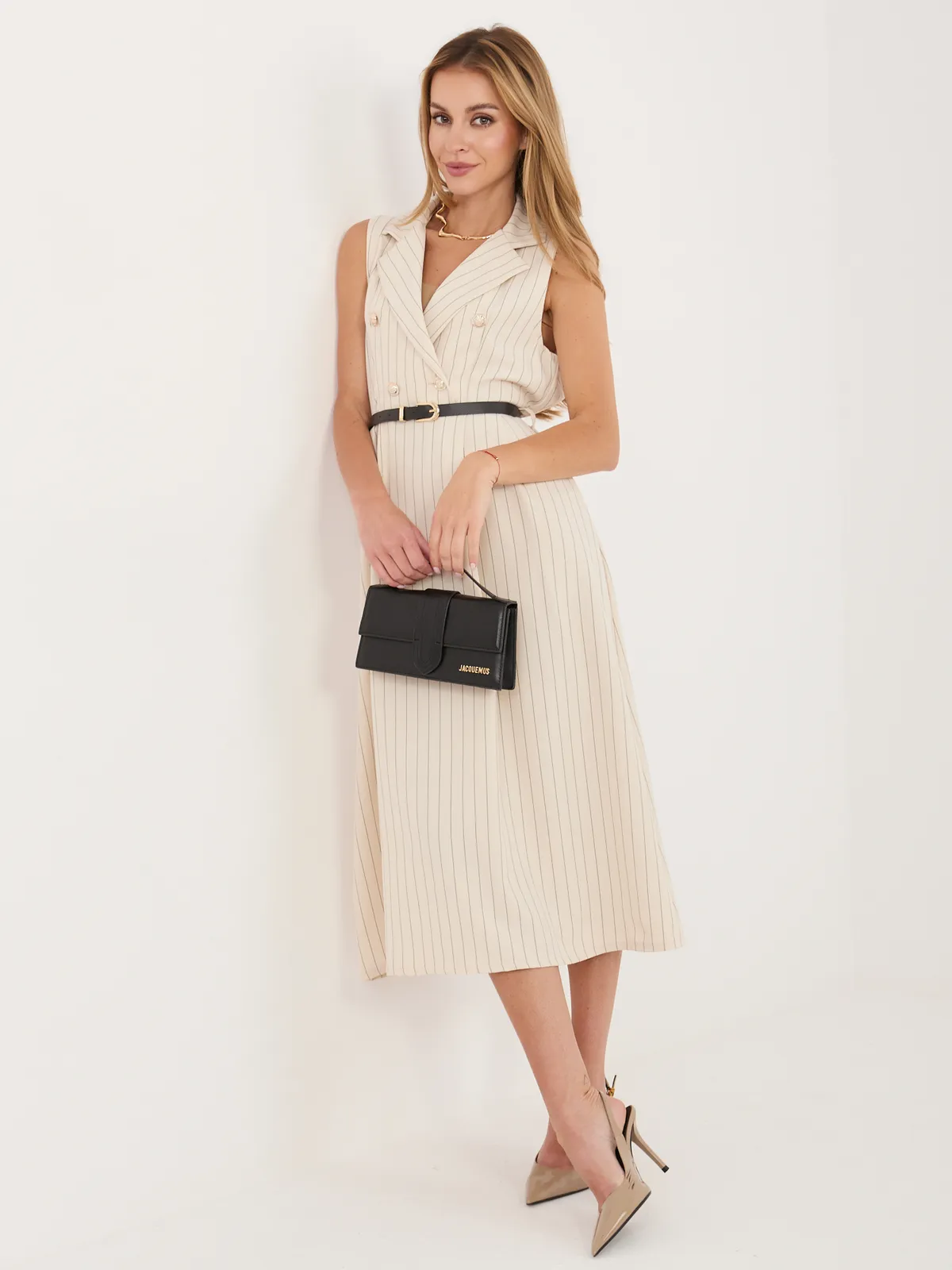 Dwurzędowa sukienka o kroju marynarki midi - zdjęcie 1