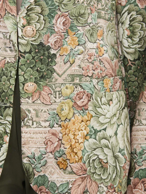 Żakiet wizytowy o kroju regular z kwiatowym motywem