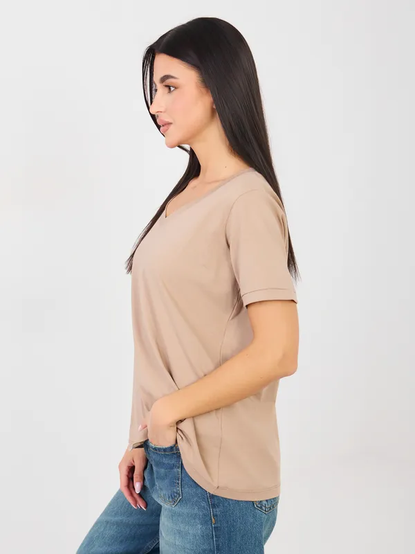 Klasyczny T-shirt z dekoltem w serek