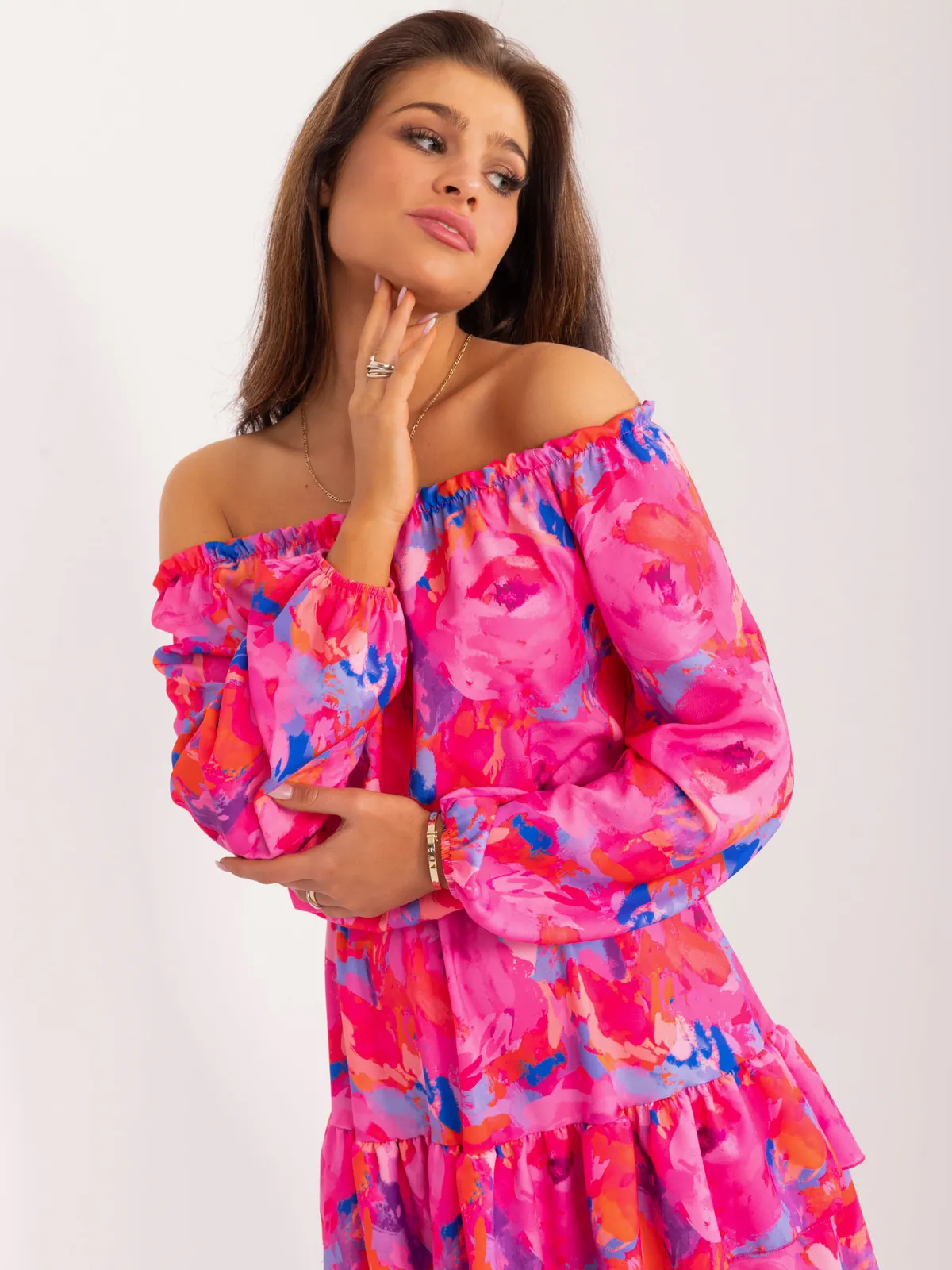 Sukienka hiszpanka z falbanami o kroju mini - zdjęcie 1