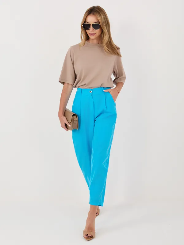 Eleganckie spodnie z wysokim stanem typu cygaretki