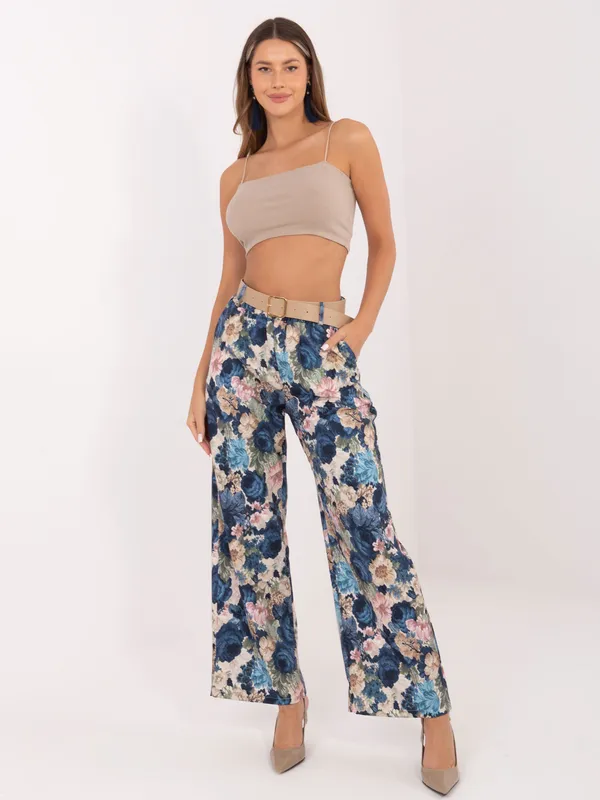 Szerokie spodnie z wysokim stanem i paskiem - widok 2