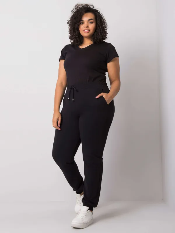 Czarne damskie spodnie dresowe plus size