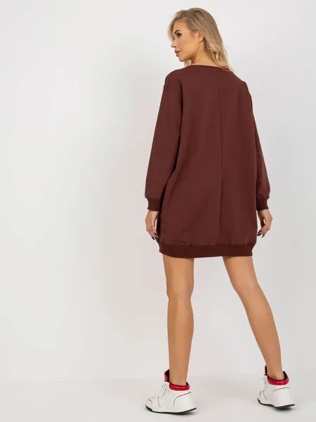 Ecru luźna bluza z nadrukiem i aplikacją z dżetów