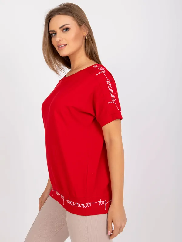 Casualowa bluzka oversize z ozdobnym nadrukiem