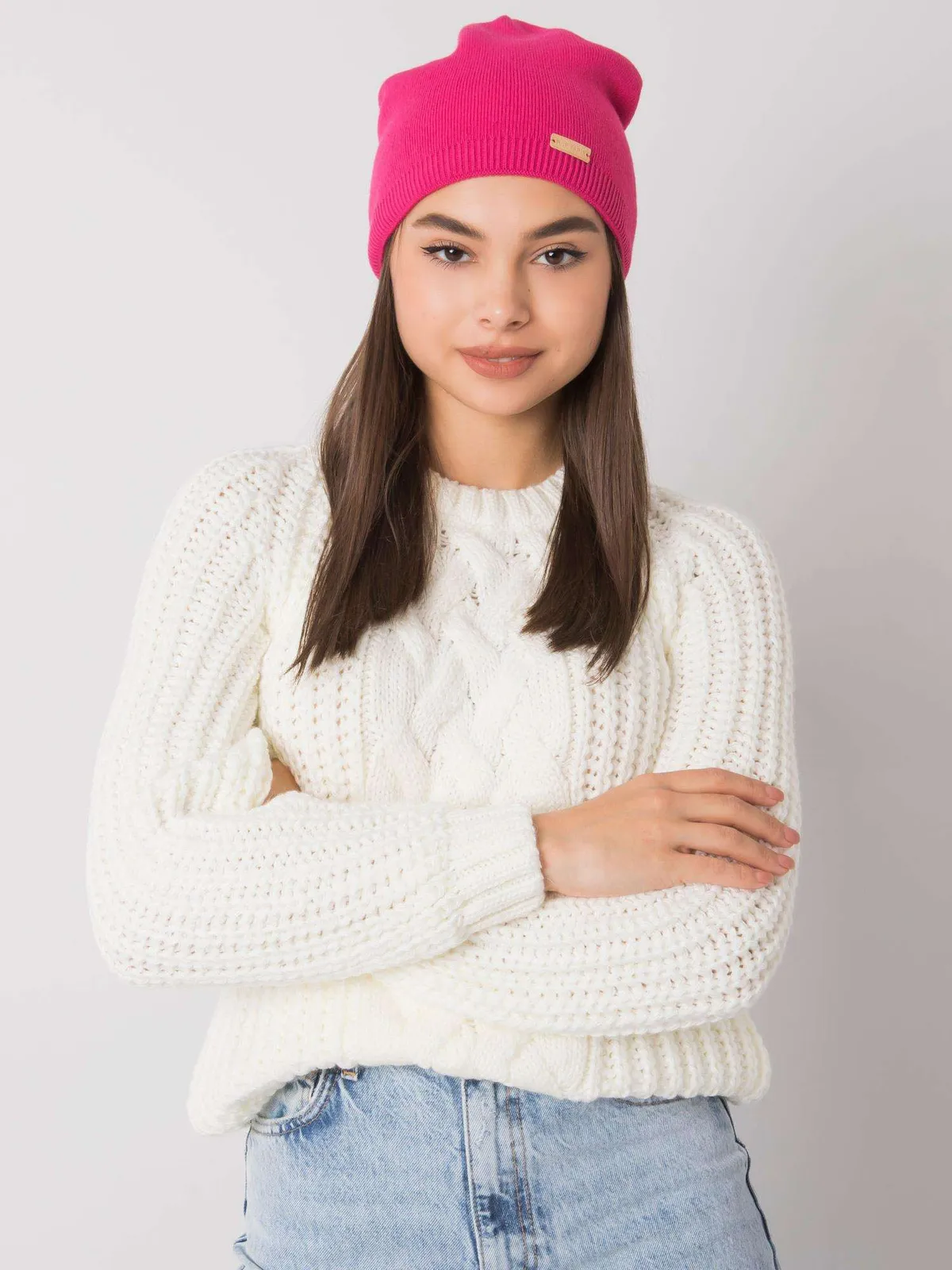 RUE PARIS Szara czapka beanie damska - zdjęcie 2