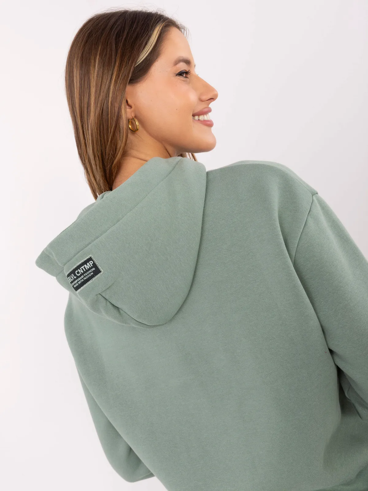 Bluza z kapturem typu kangurka z nadrukiem - zdjęcie 4
