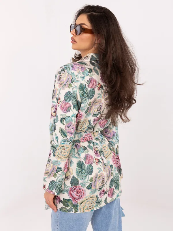 Wiązana marynarka o kroju oversize z kwiatowym wzorem
