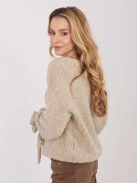 Sweter oversize z wiązanymi rękawami w stylu casual