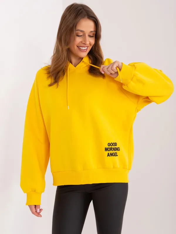 Bluza oversize z kapturem i haftowanym napisem - widok 2