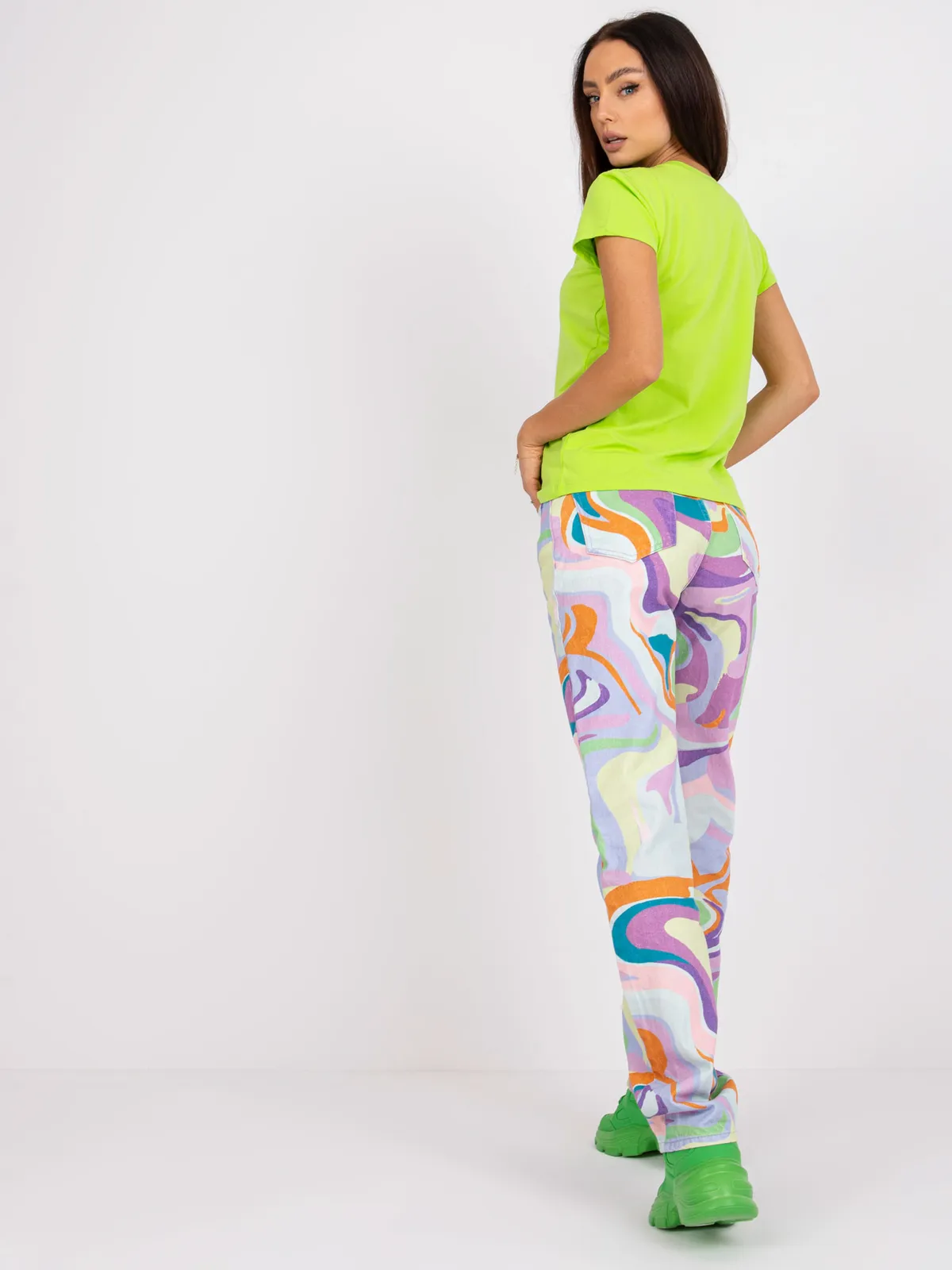 Fluo zielony t-shirt basic Peachy - zdjęcie 6