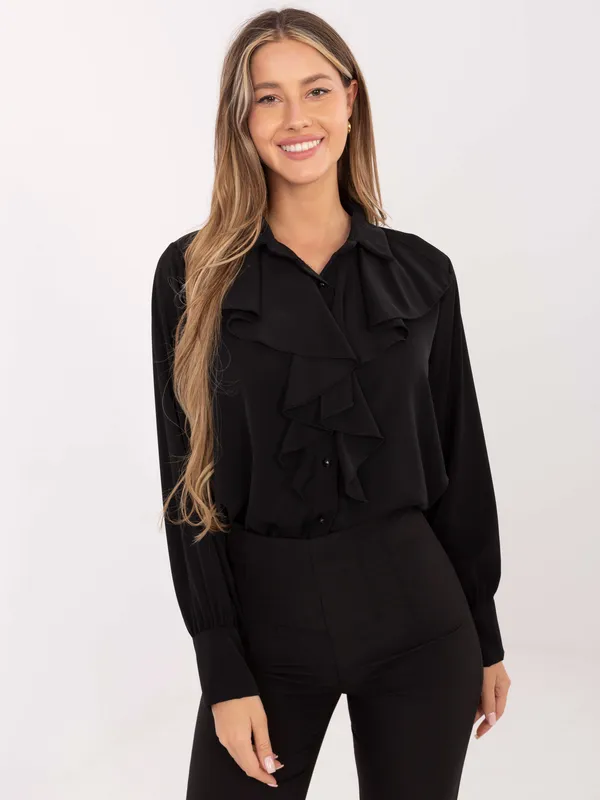 Koszula z ozdobnymi falbanami przy kołnierzu