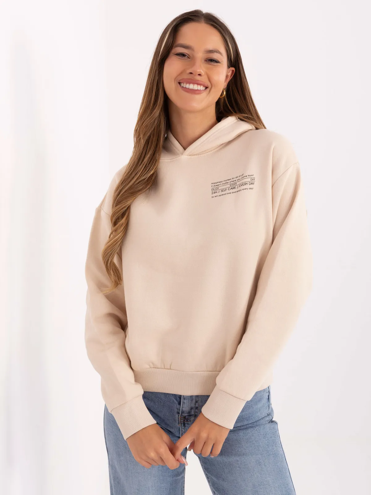Casualowa bluza oversize z nadrukiem i kapturem - zdjęcie 3