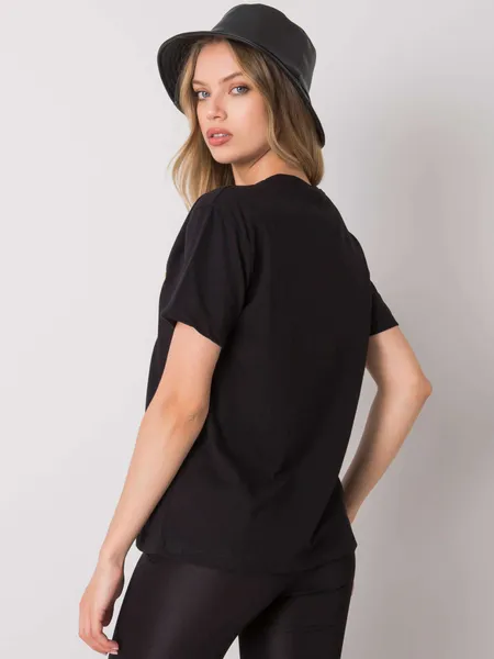 Czarny damski t-shirt bawełniany