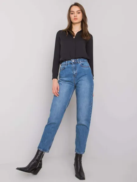 Niebieskie spodnie jeansowe mom fit