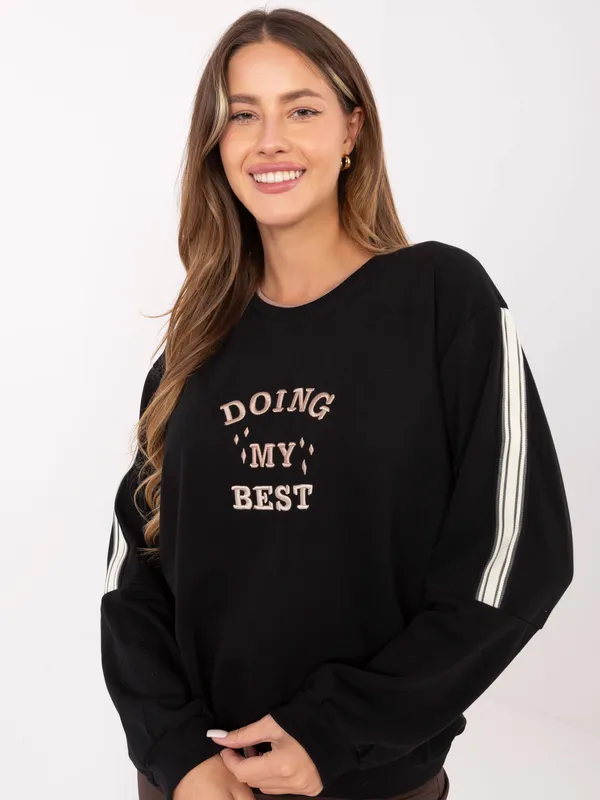 Bluza oversize z lampasami i nadrukiem